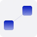 Two blue squares connected by a blue line on a dark blue background.