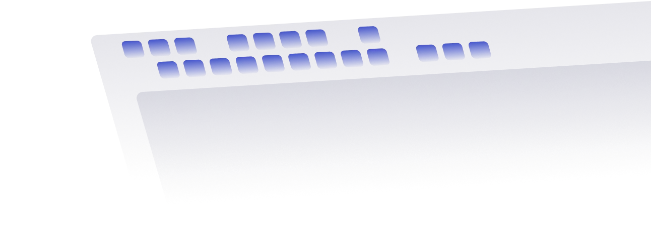 Blue and cyan rectangular icons arranged in rows on a dark blue background.