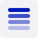 Three horizontal white lines stacked on a dark blue square background, representing a menu icon.