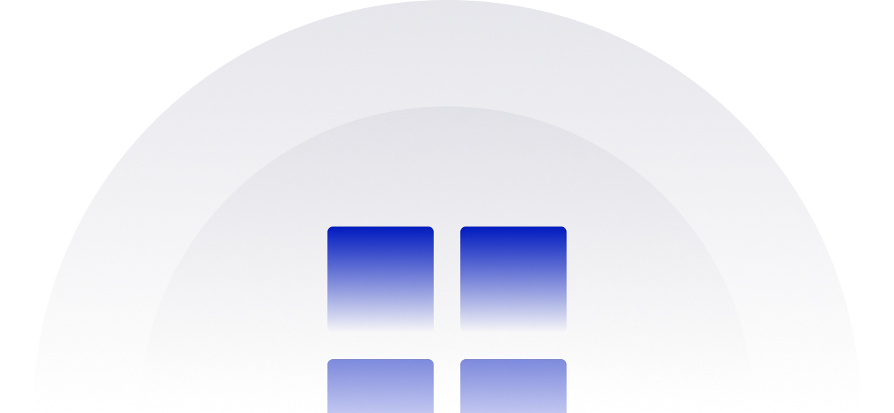 Blue Windows logo with four square panes on a dark gradient background.