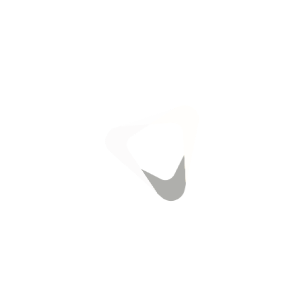 Abstract triangular shape with rounded edges in white and gray on a transparent background.