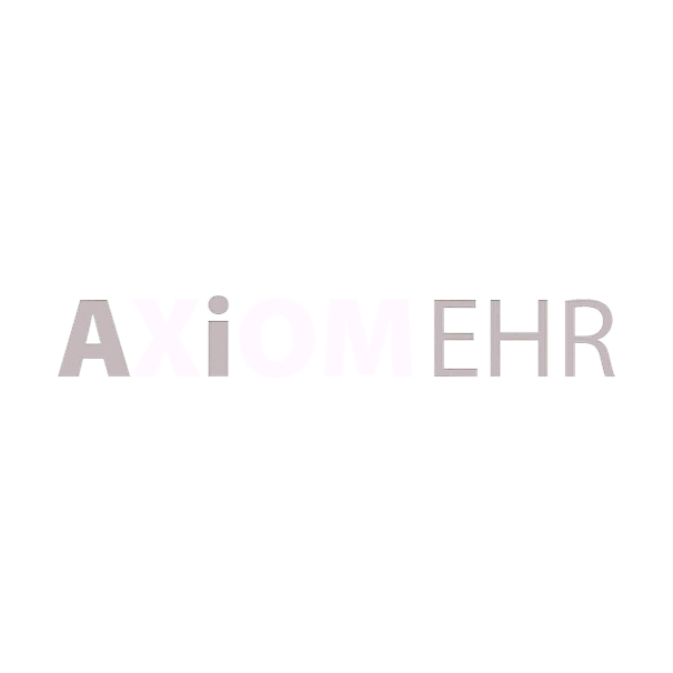 Logo text reading 'AXIOM EHR' with 'AXIOM' in bold and 'EHR' in lighter font on a black background.