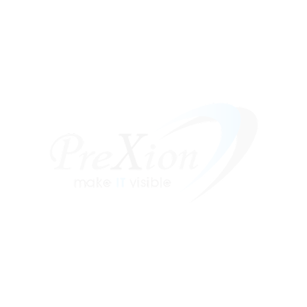 PreXion logo with the tagline 'make IT visible' and a curved swoosh design.