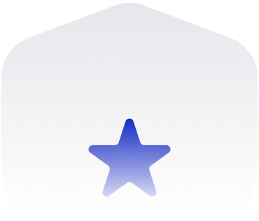 Blue five-pointed star centered on a dark blue shield-shaped background.