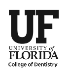 University of Florida College of Dentistry logo featuring bold letters UF and College of Dentistry text below.