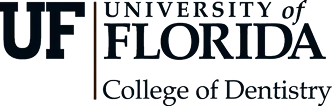 University of Florida College of Dentistry logo with U F and the text University of Florida College of Dentistry.
