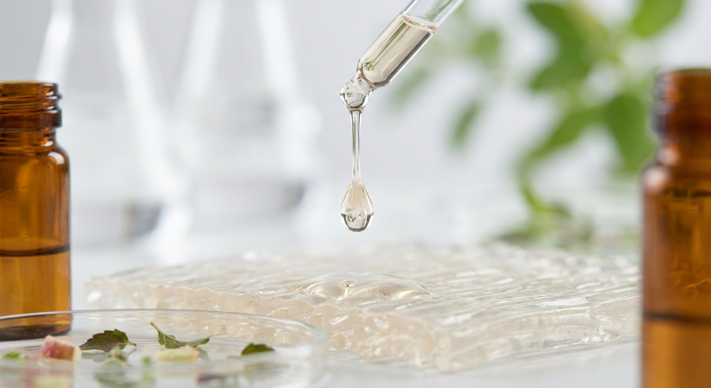 Close-up of Holy Basil leaves, a source of Ursolic Acid, under controlled lighting in a vertical farm