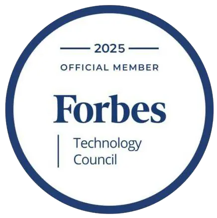 Badge indicating official membership in the 2025 Forbes Technology Council.