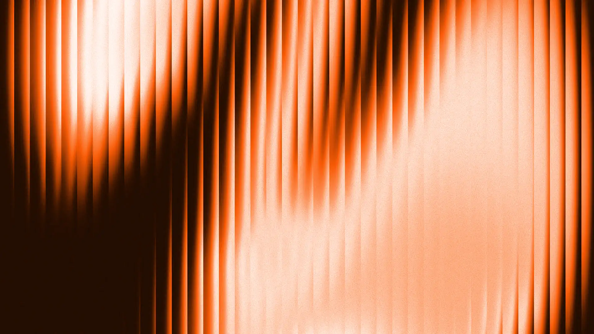 Abstract vertical lines and gradient shapes in dark brown and bright orange tones.