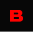 Red stylized letter B on a black background.