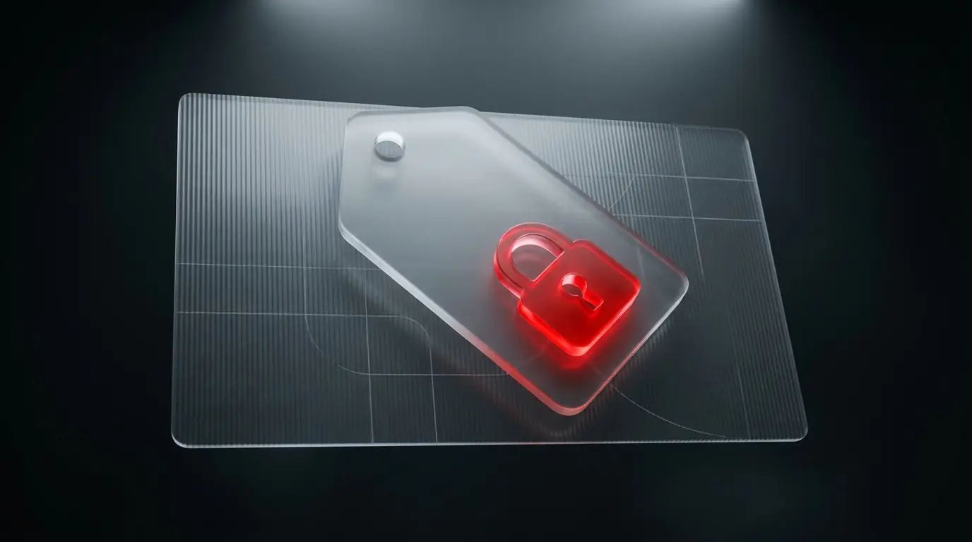 Transparent hourglass with red glowing sand floating above a ridged rectangular base on black background.