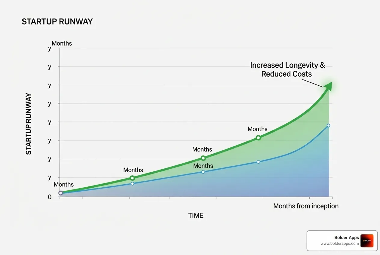 startup runway graph extending dramatically due to lower development costs - Vibe Coding for Founders: How Natural Language Programming is Changing the 2026 Development Lifecycle"