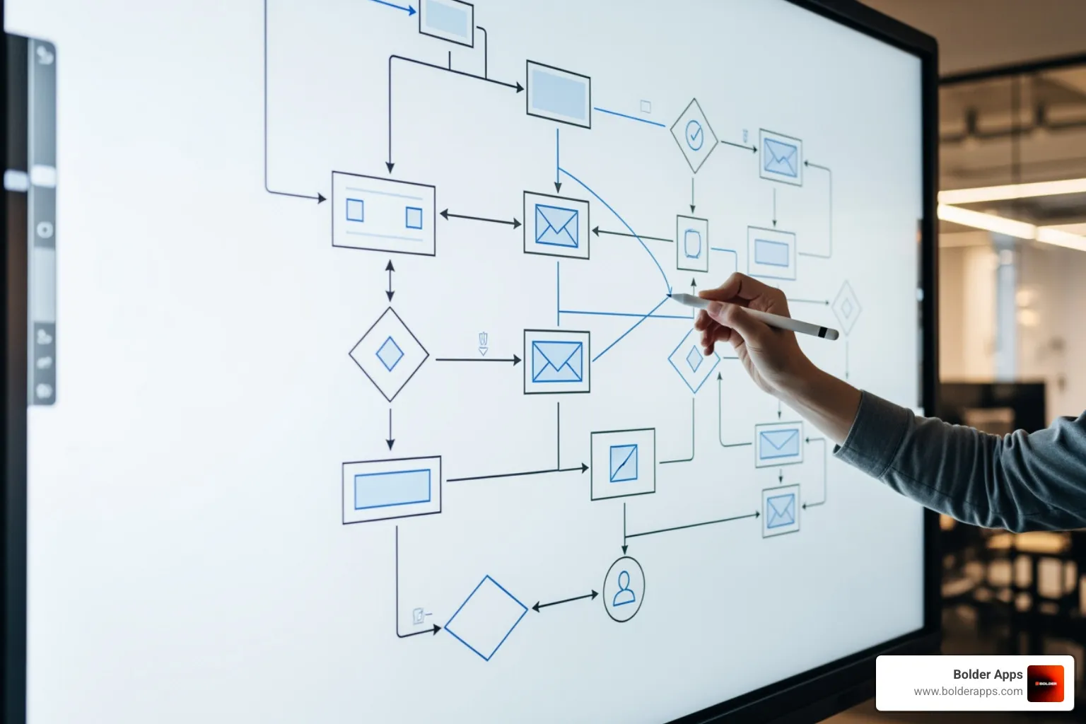 User flow diagram on a digital whiteboard - startup product development User flow diagram on a digital whiteboard - startup product development