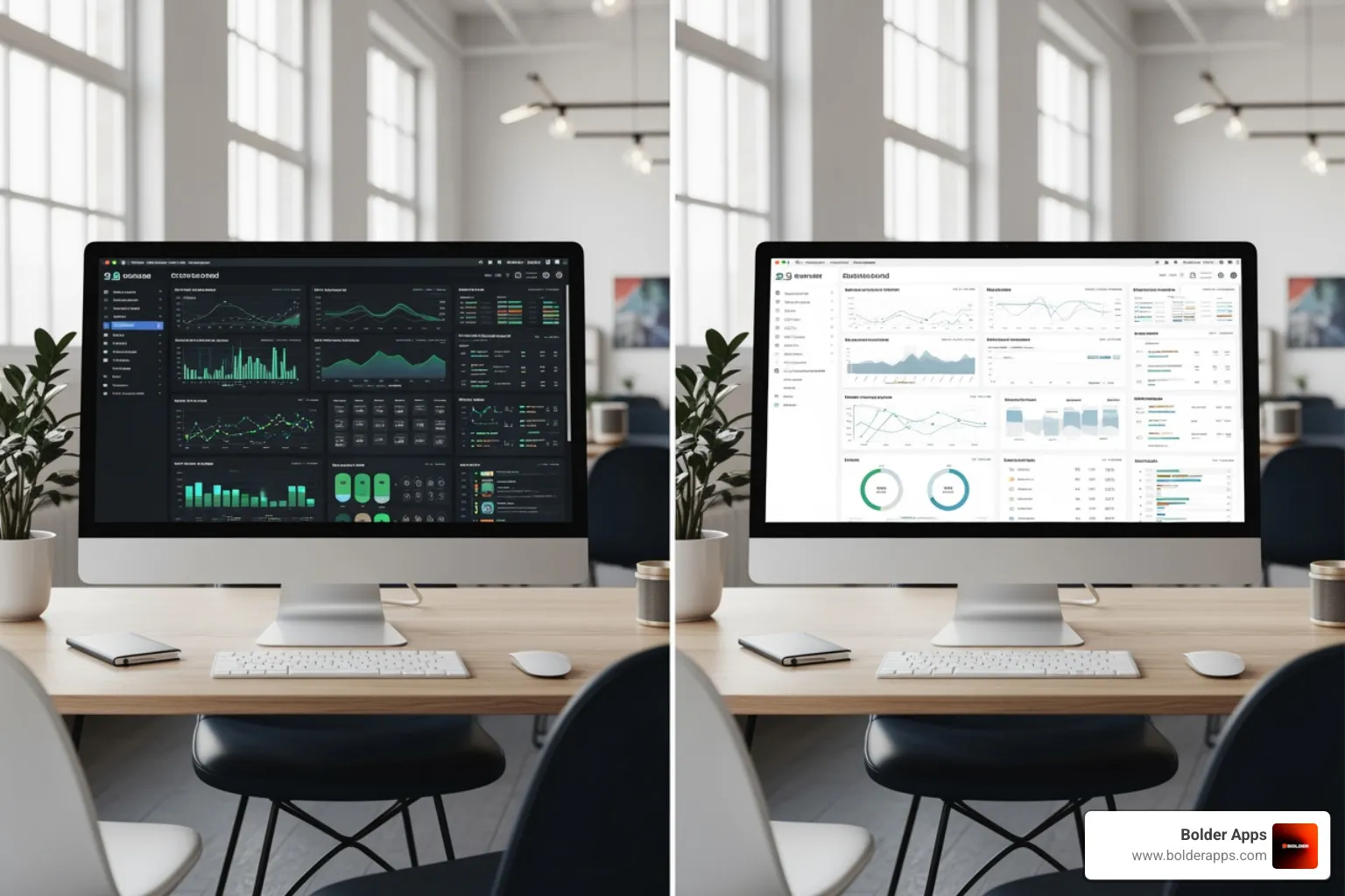 A complex, cluttered dashboard interface side-by-side with a simplified, clean version of the same data, illustrating how UCD principles remove cognitive load. - User-centered design approach