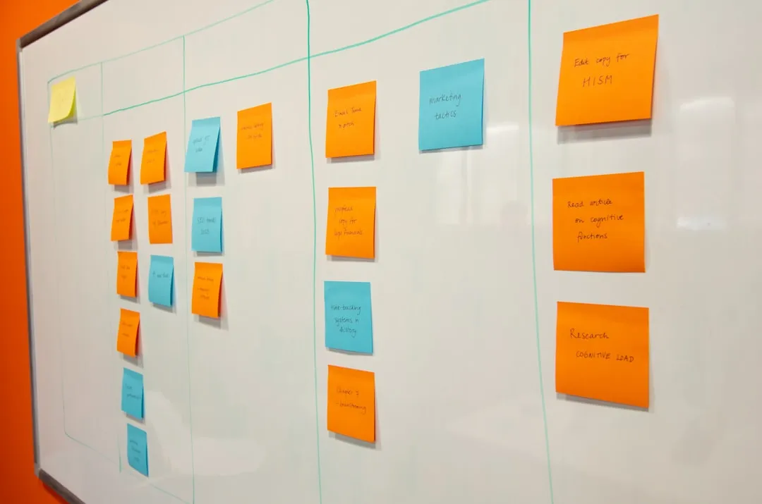 Project roadmap or a whiteboard with development stages mapped out - build healthcare app