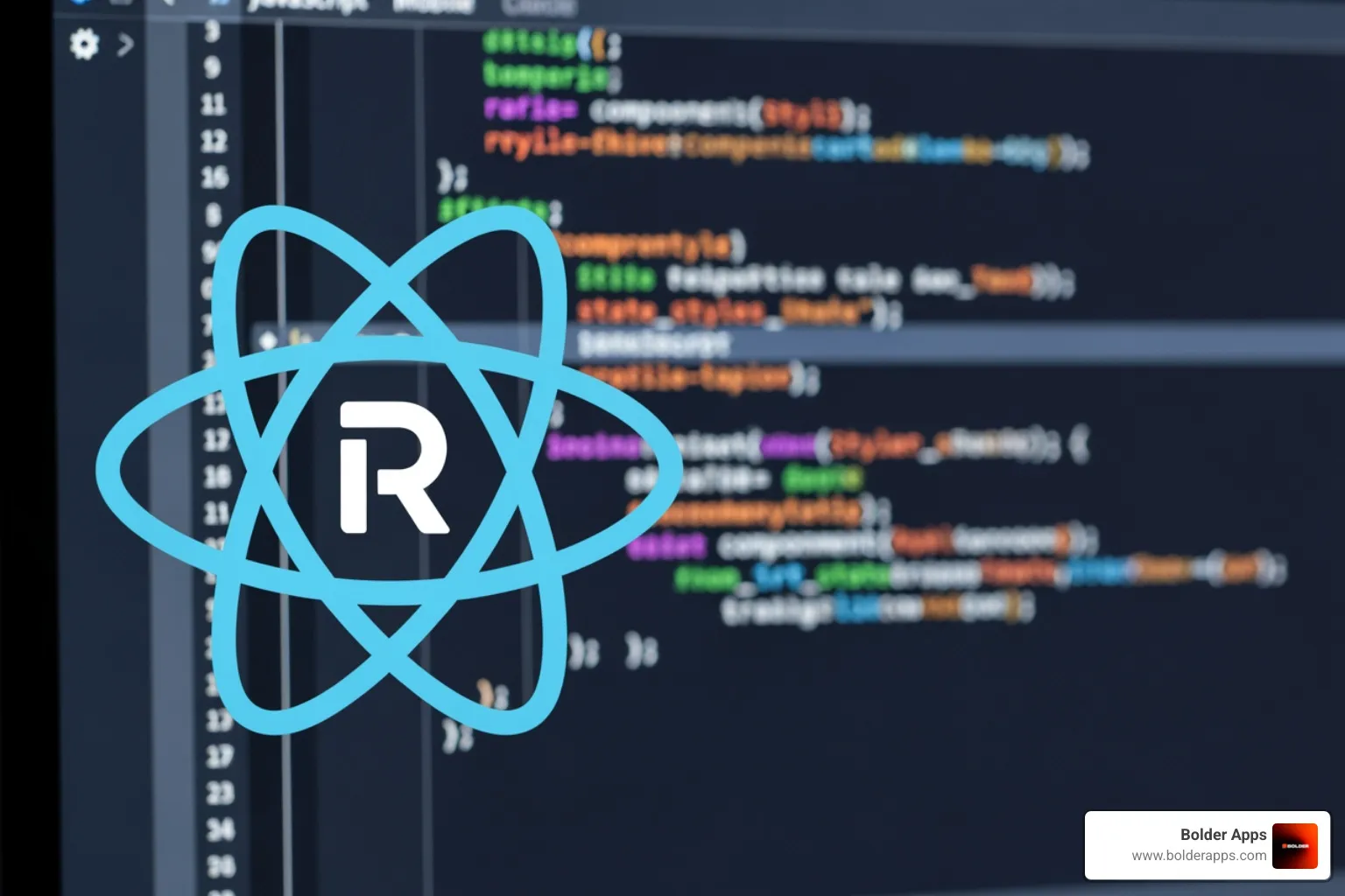 React Native logo with a code snippet - top mobile app development frameworks