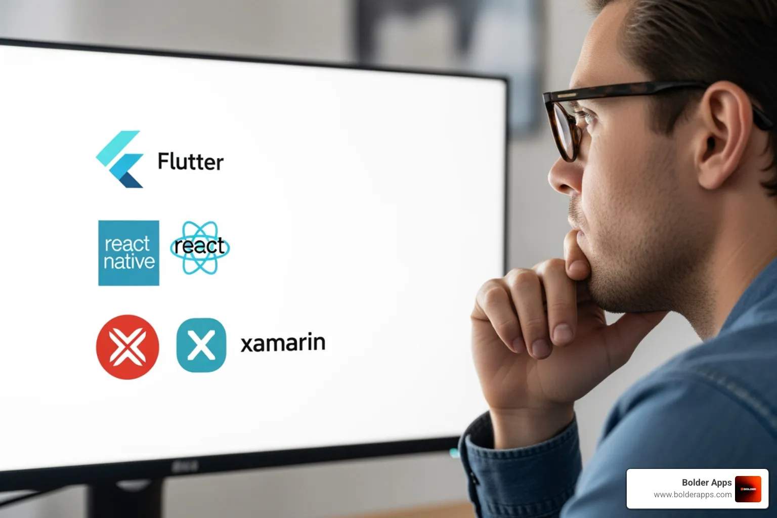 developer looking at app development choices - top mobile app development frameworks