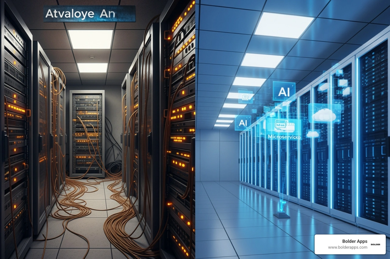 Legacy vs modern app architecture comparison Legacy vs modern app architecture comparison