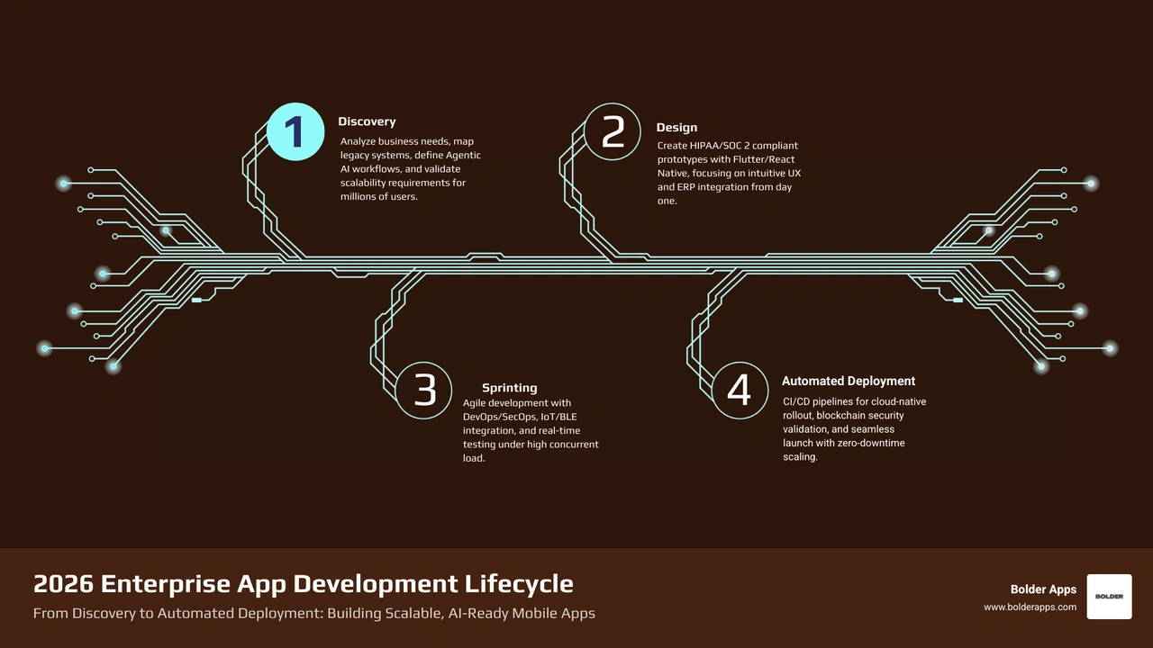 2026 enterprise app development lifecycle from discovery to automated deployment infographic infographic 2026 enterprise app development lifecycle from discovery to automated deployment infographic infographic