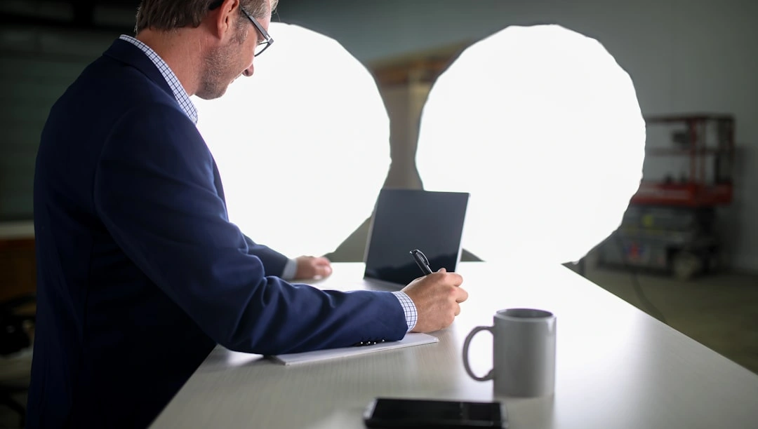 business executive reviewing a high-fidelity prototype business executive reviewing a high-fidelity prototype
