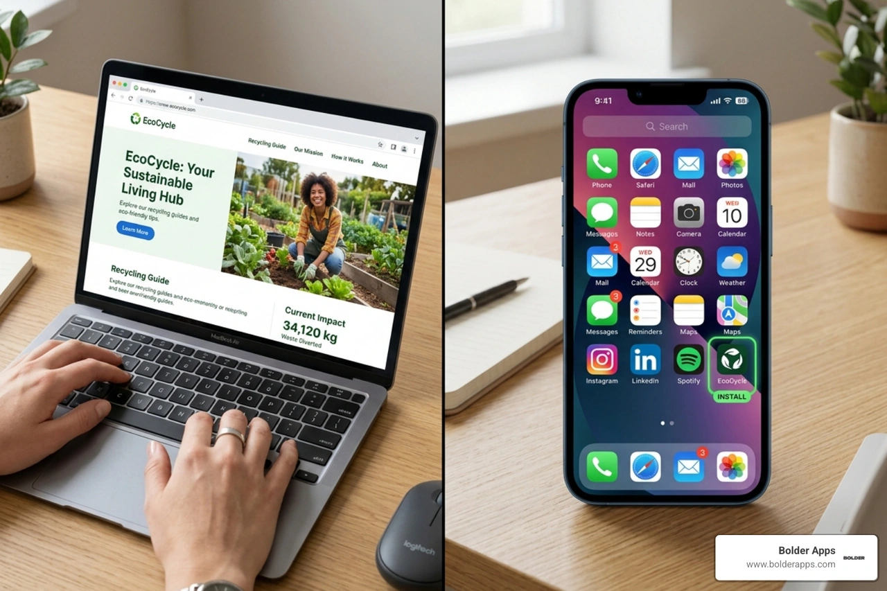 user interface comparison browser vs home screen icon - Mobile and web apps user interface comparison browser vs home screen icon - Mobile and web apps