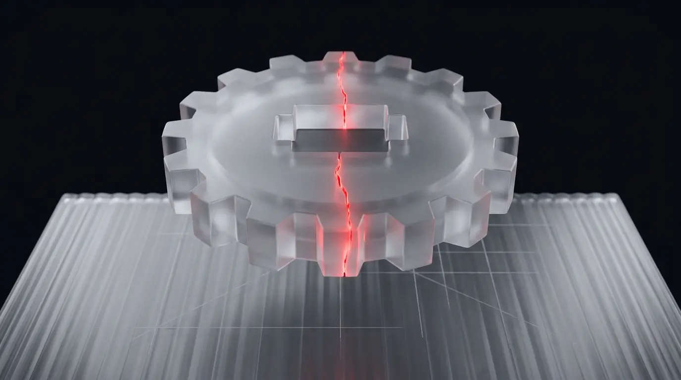 Frosted glass gear with plug connector representing production LLM deployment requirements