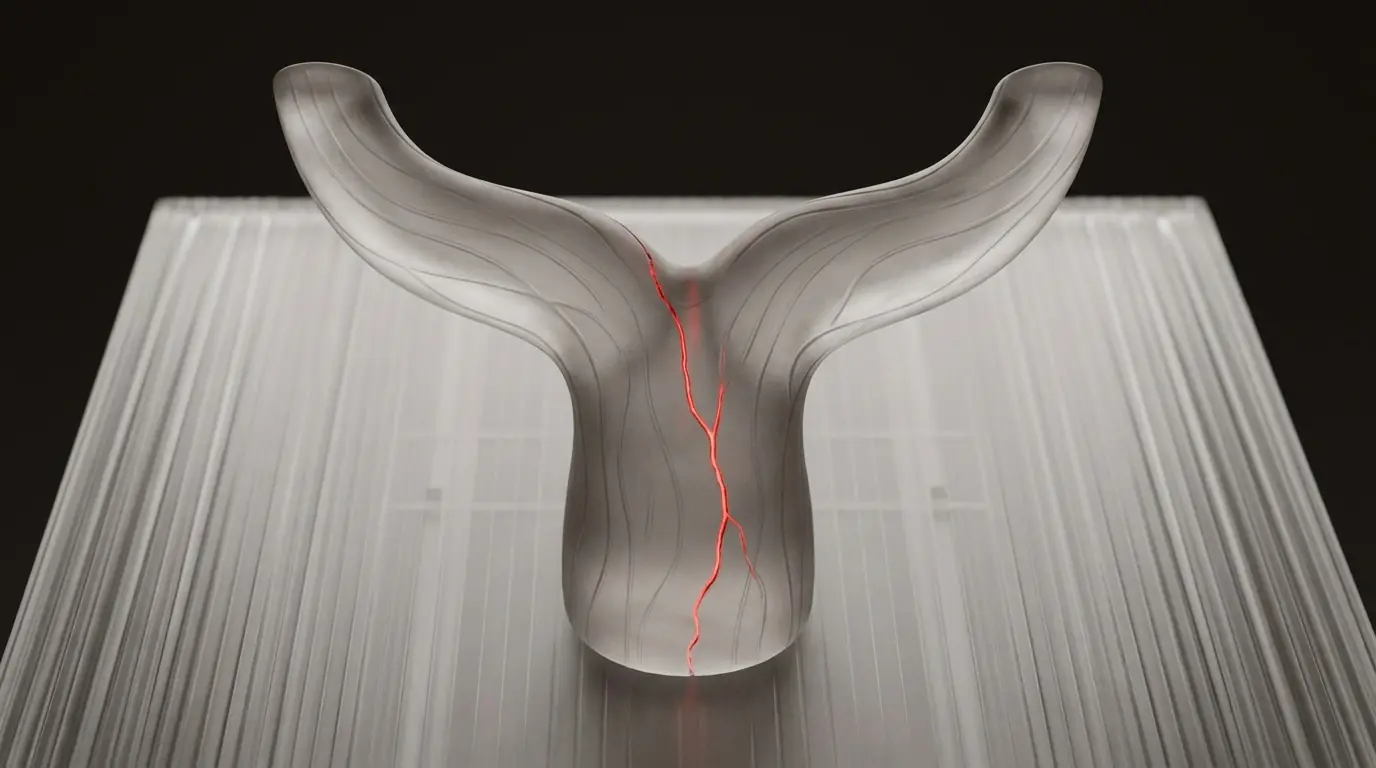 3D frosted glass shape of two nearly identical overlapping panels merging seamlessly, representing the closing performance gap between native and cross-platform