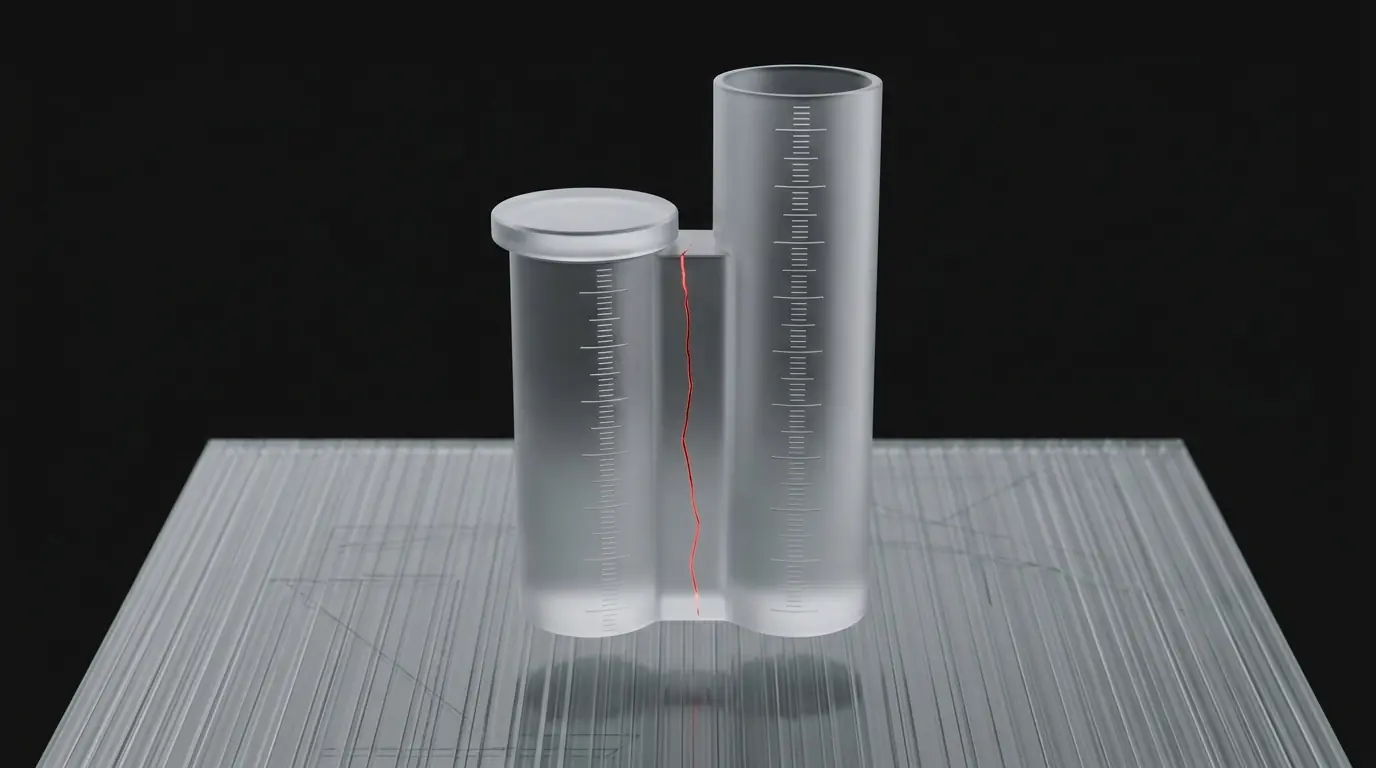 3D frosted glass shape of two stacked columns of differing height representing the two-year cost gap between cross-platform and native development