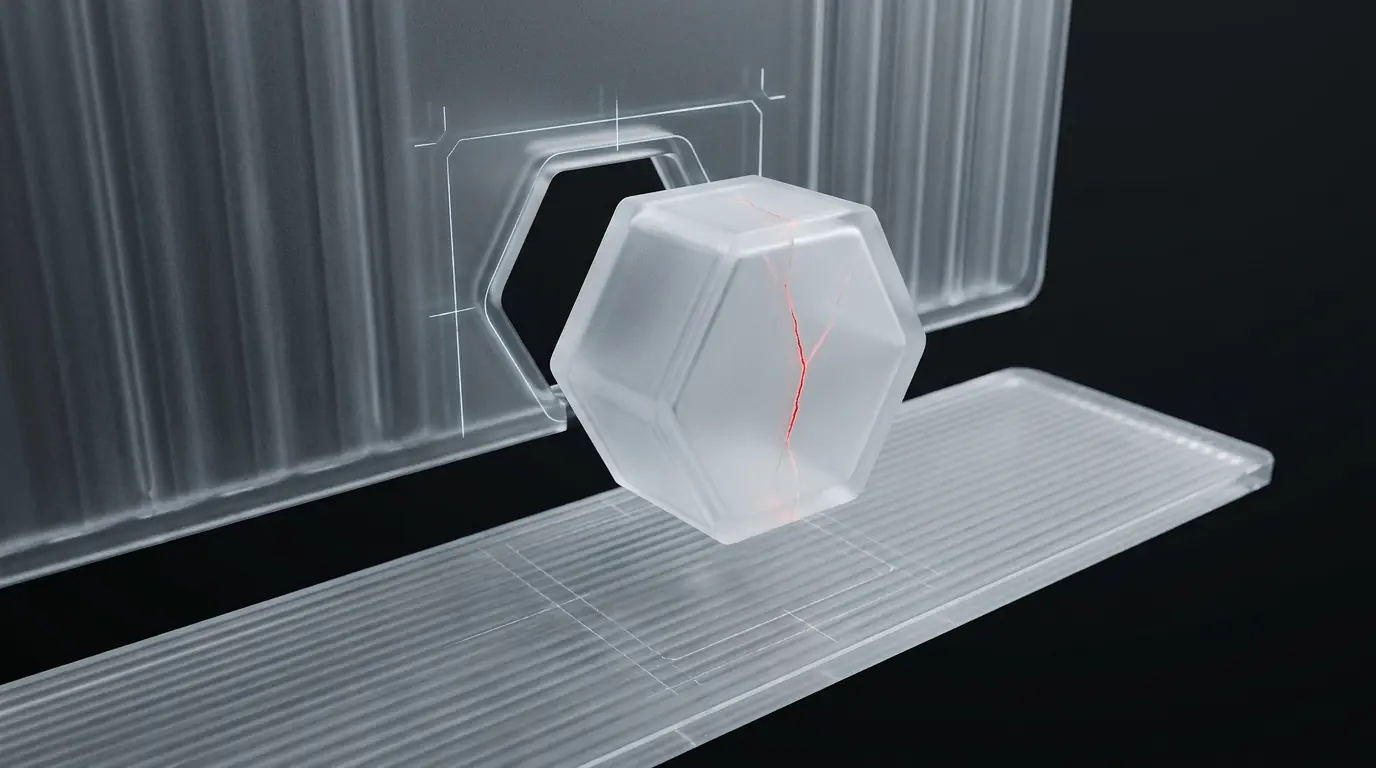 3D frosted glass shape of two parallel conduits of differing diameter representing Fastify's higher throughput versus Express
