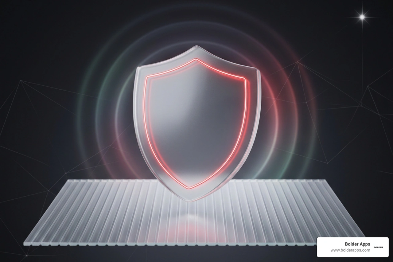 Glossy frosted glass security shield glowing red outline dark background tech render Glossy frosted glass security shield glowing red outline dark background tech render