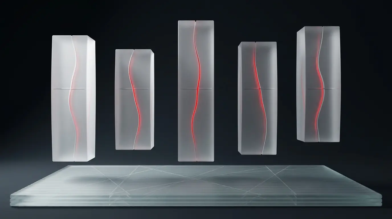 3D frosted glass shape of five vertical columns of varying height representing MVP cost by vertical