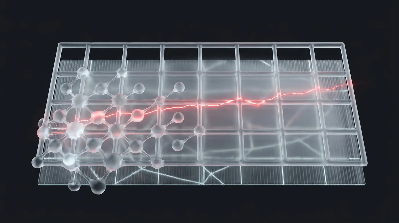 3D rendered frosted glass paw print with a glowing red hairline crack, representing the cold-start problem of building walker and sitter supply before demand