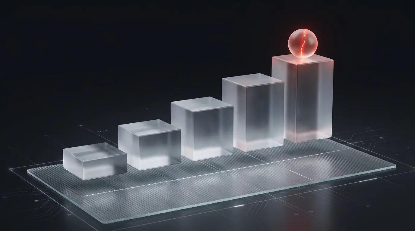 Abstract 3D render illustrating milestones along an app build timeline