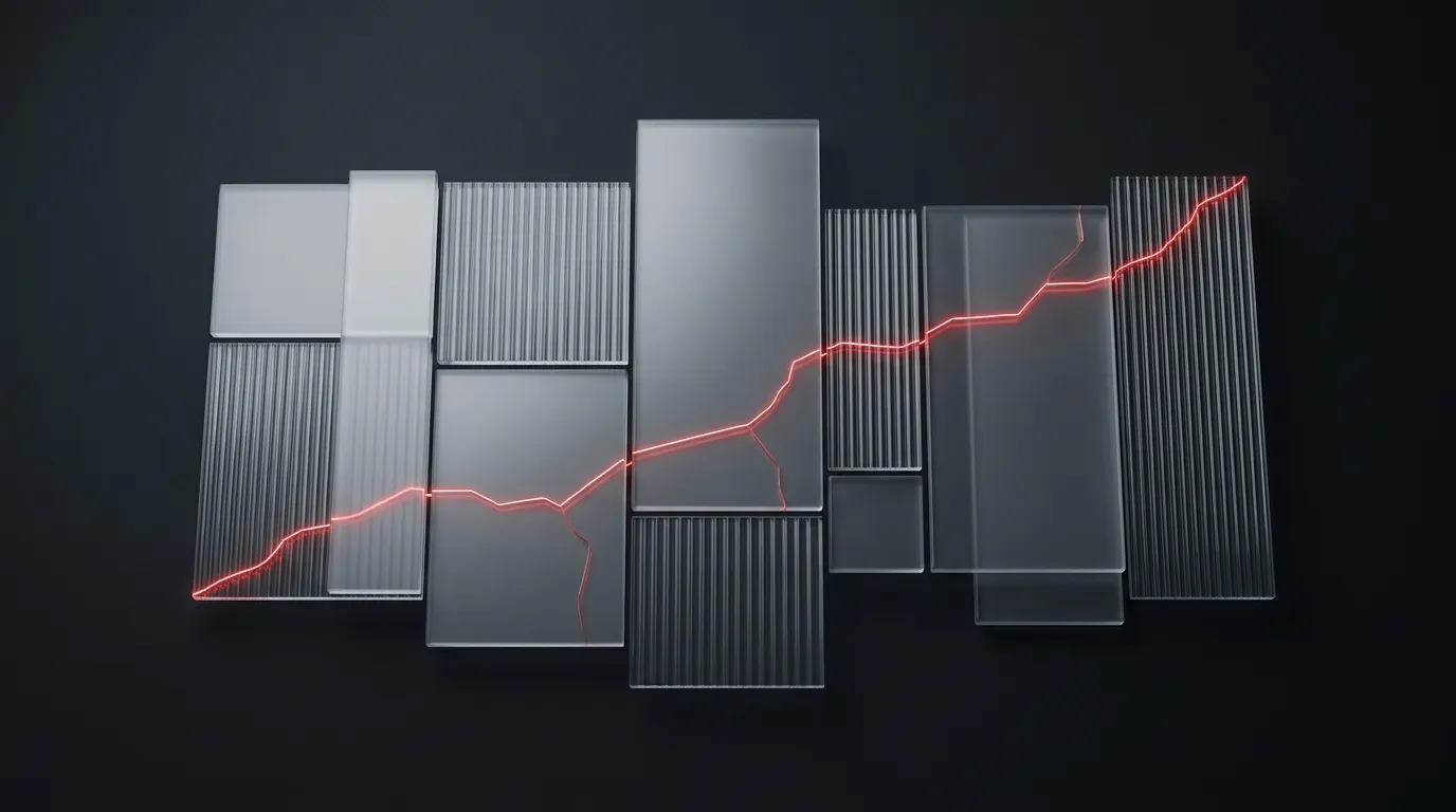 Varied frosted panels at different heights