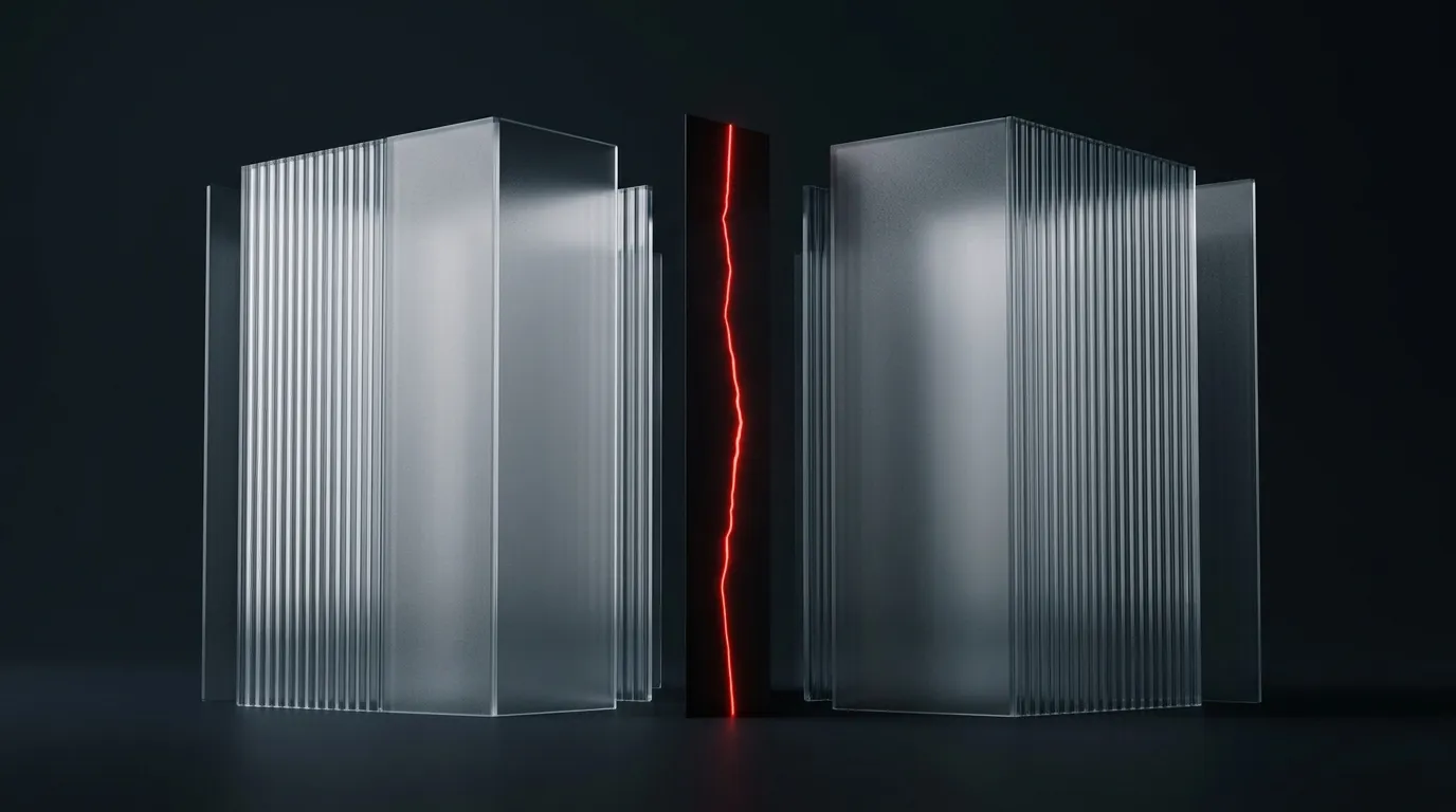 Multi-tenant frosted towers with red partition