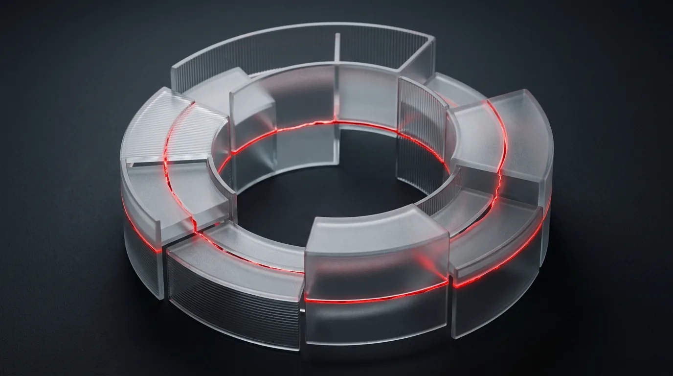 Interlocking frosted framework modules in a ring