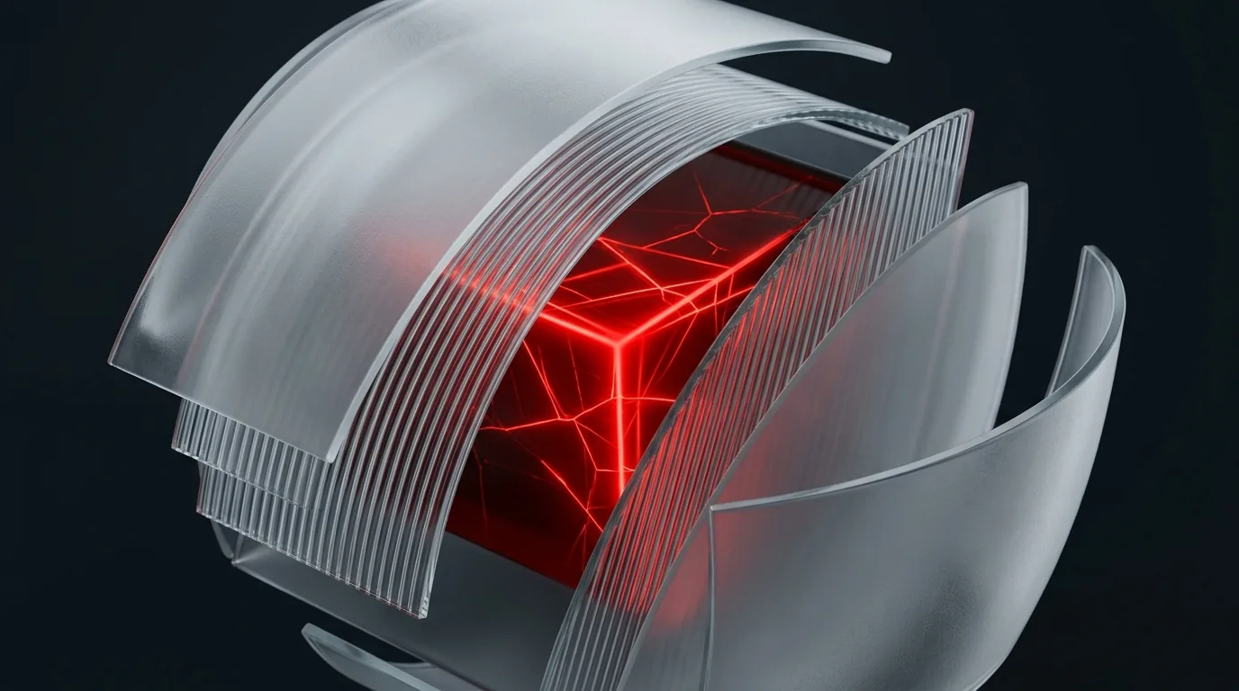 Layered frosted shells peeling to reveal red core