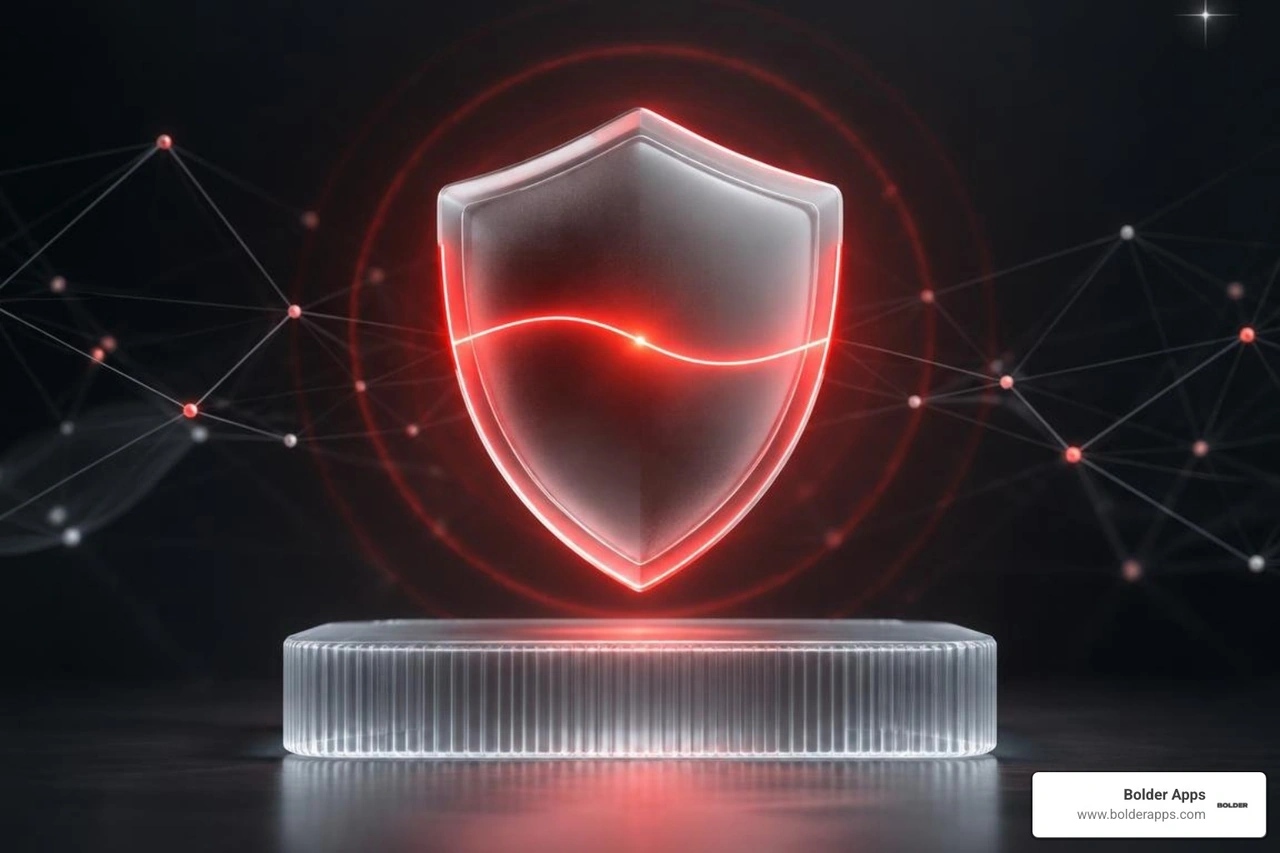Calm error handling and instructional empty state screens with frosted glass shield Calm error handling and instructional empty state screens with frosted glass shield