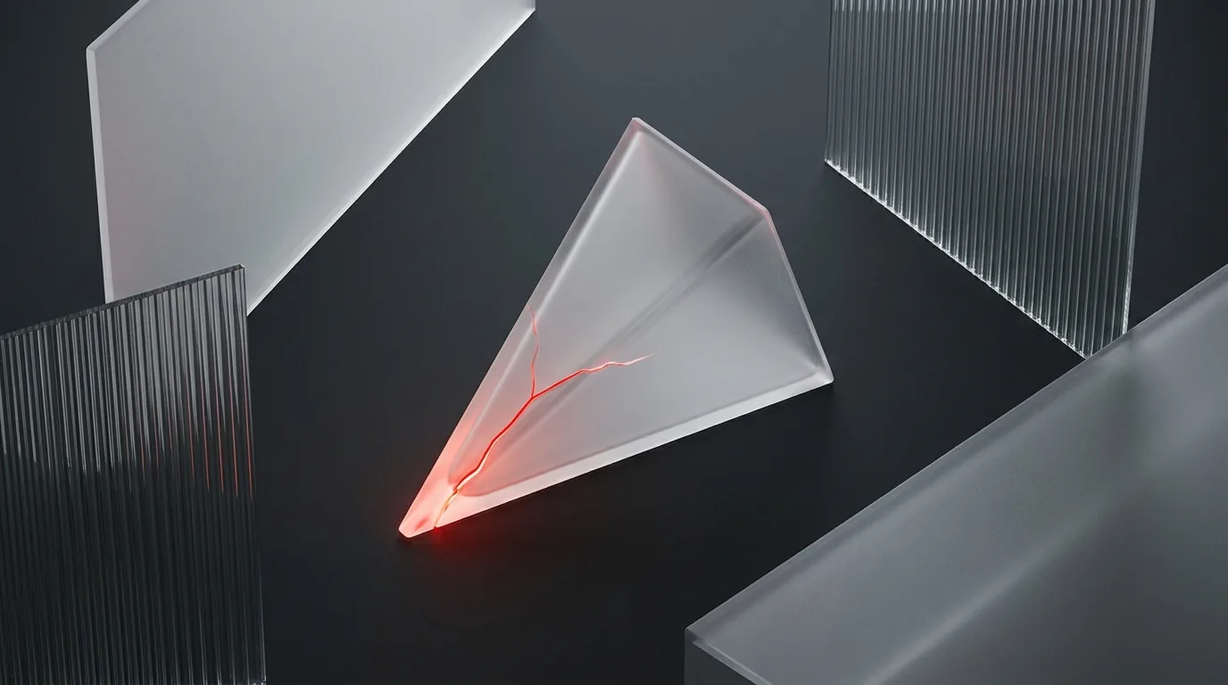 Frosted cold-start funnel with red ignition crack