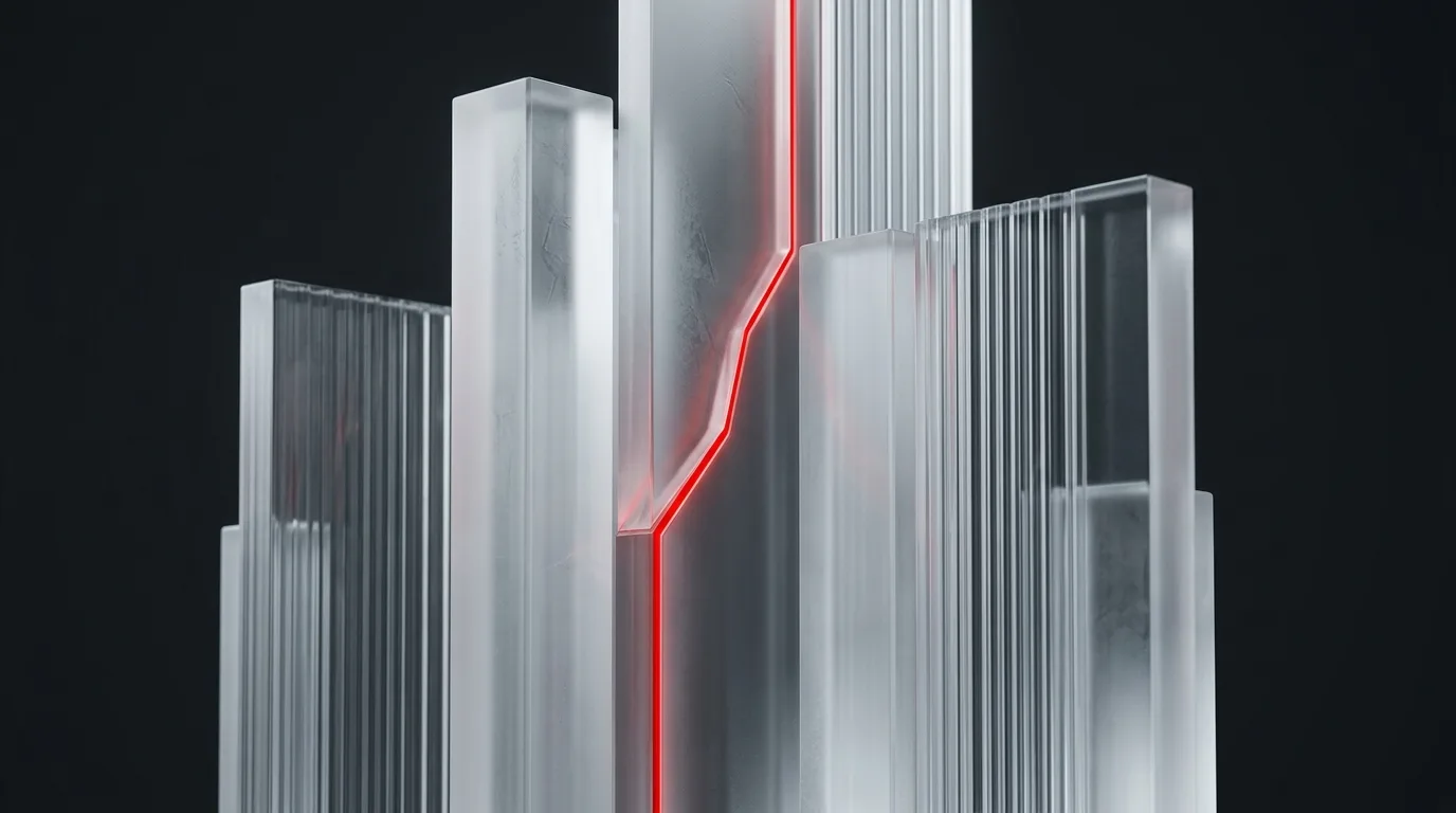 Frosted cost driver pillars with red integration seam
