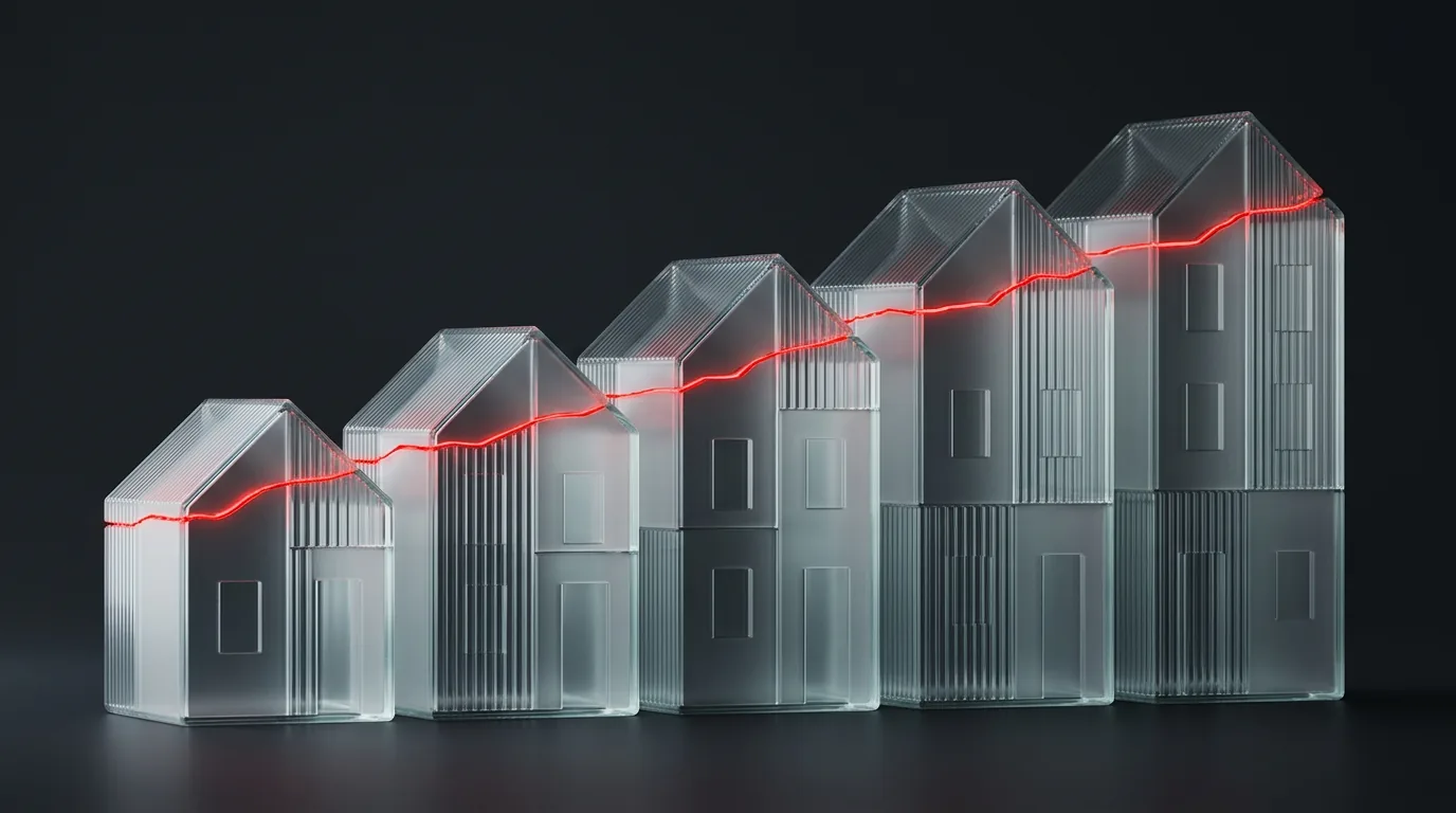 Frosted rowhouse blocks with red budget seam