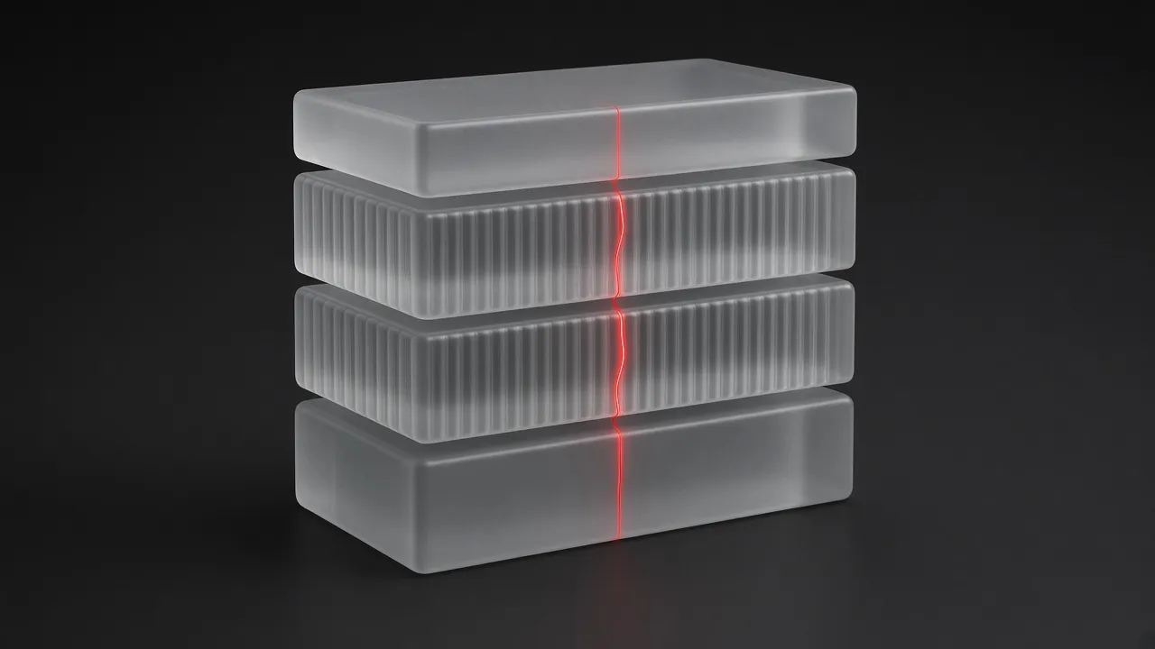 Frosted verification checklist slabs with red seam