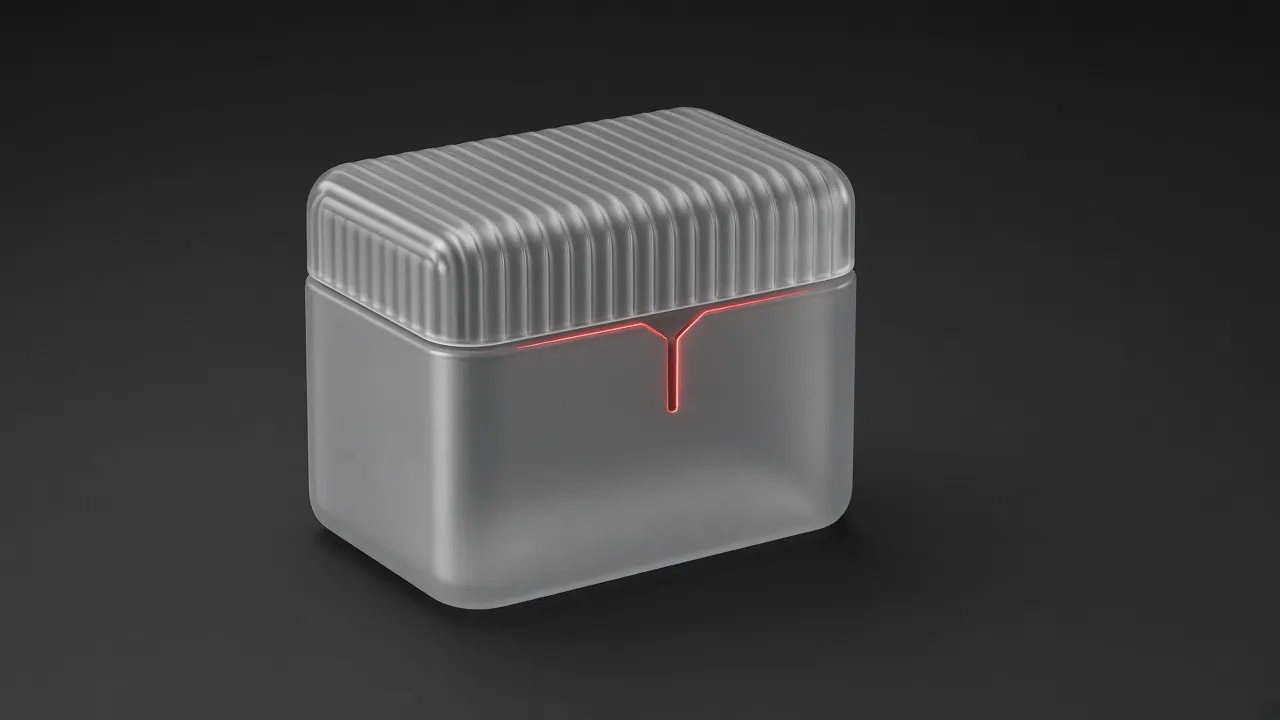 Frosted repository vault with red key seam