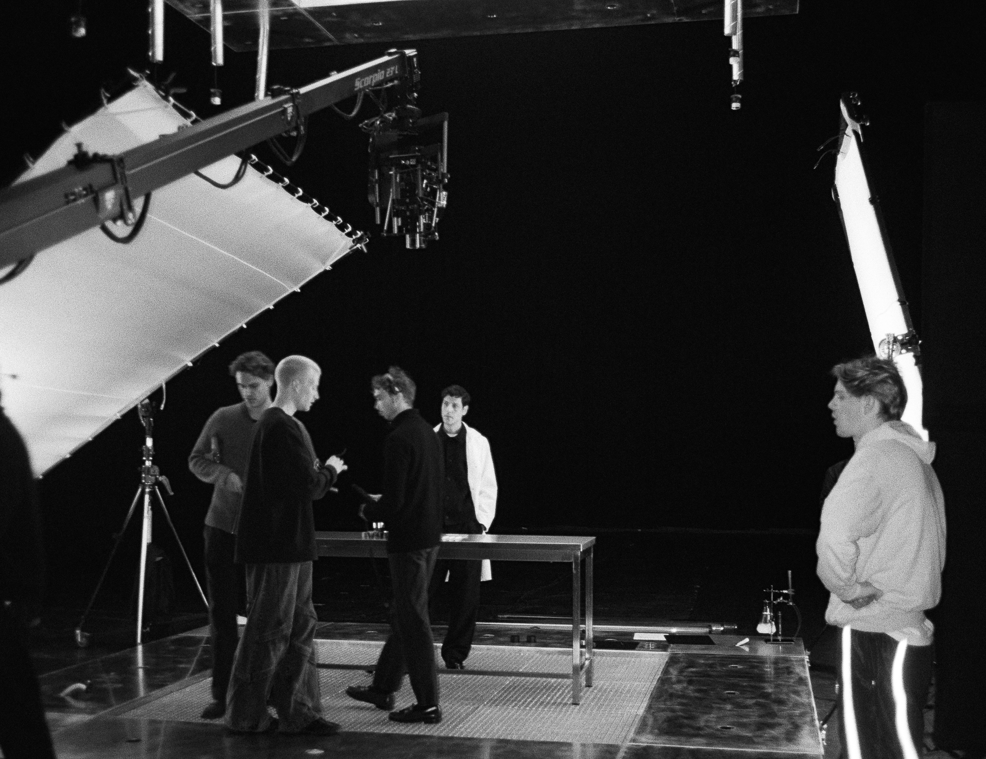 Film crew on set during a product campaign shoot