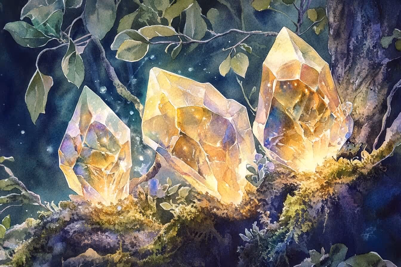 Ilustrace drahokamu symbolizujícího vědomí kamenů a jejich jemné napojení na člověka