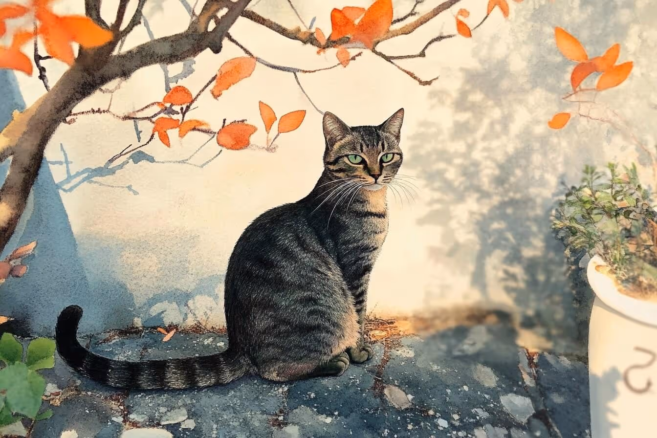 Ilustrace kočičky Marušky, která se účastnila telepatické komunikace se zvířetem