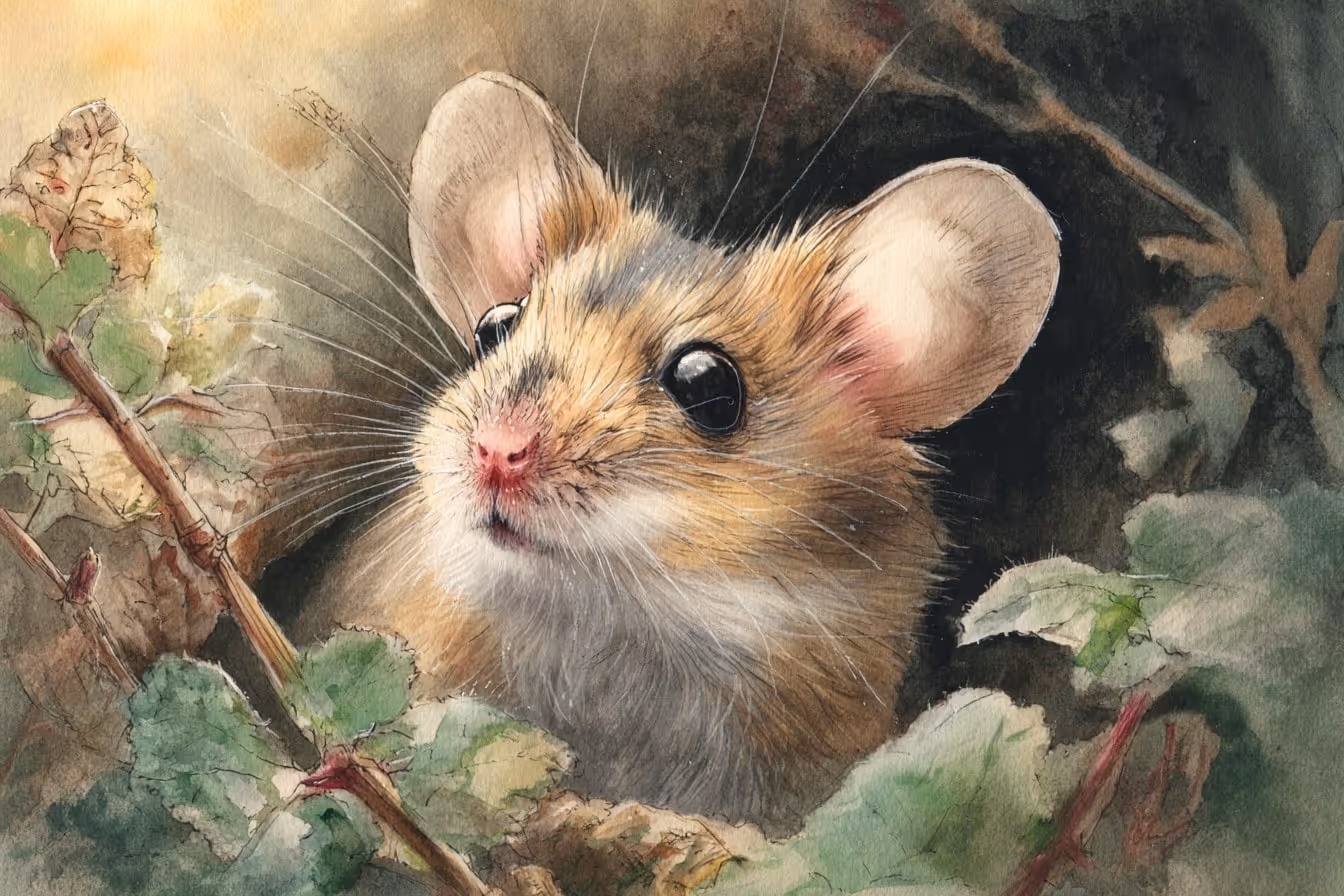 Ilustrace malé roztomilé myšky, jako symbol soucitu