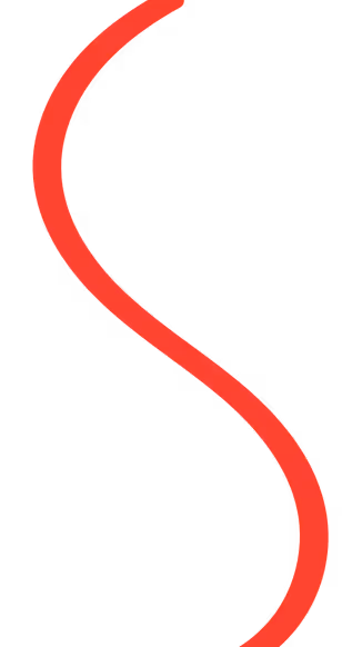A thick, smooth, vertical red S-shaped curve on a transparent background.
