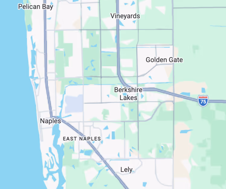 Service area map showing Naples, FL and nearby communities served by our HVAC company