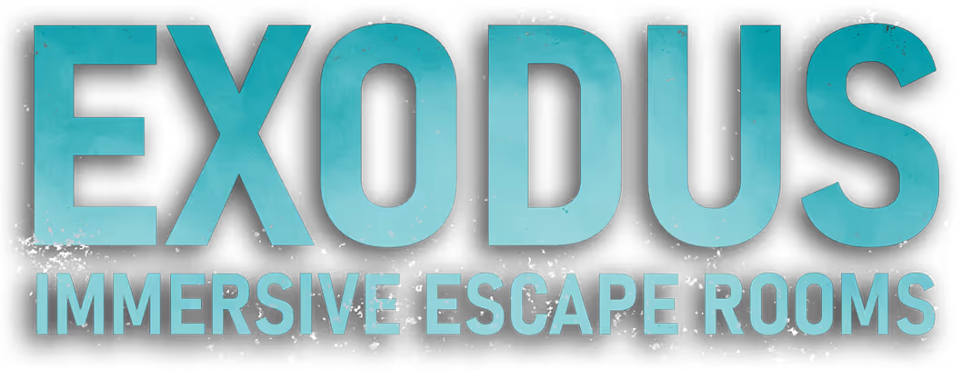 Ein Bild mit Text: Exodus Immersive Escape Rooms.